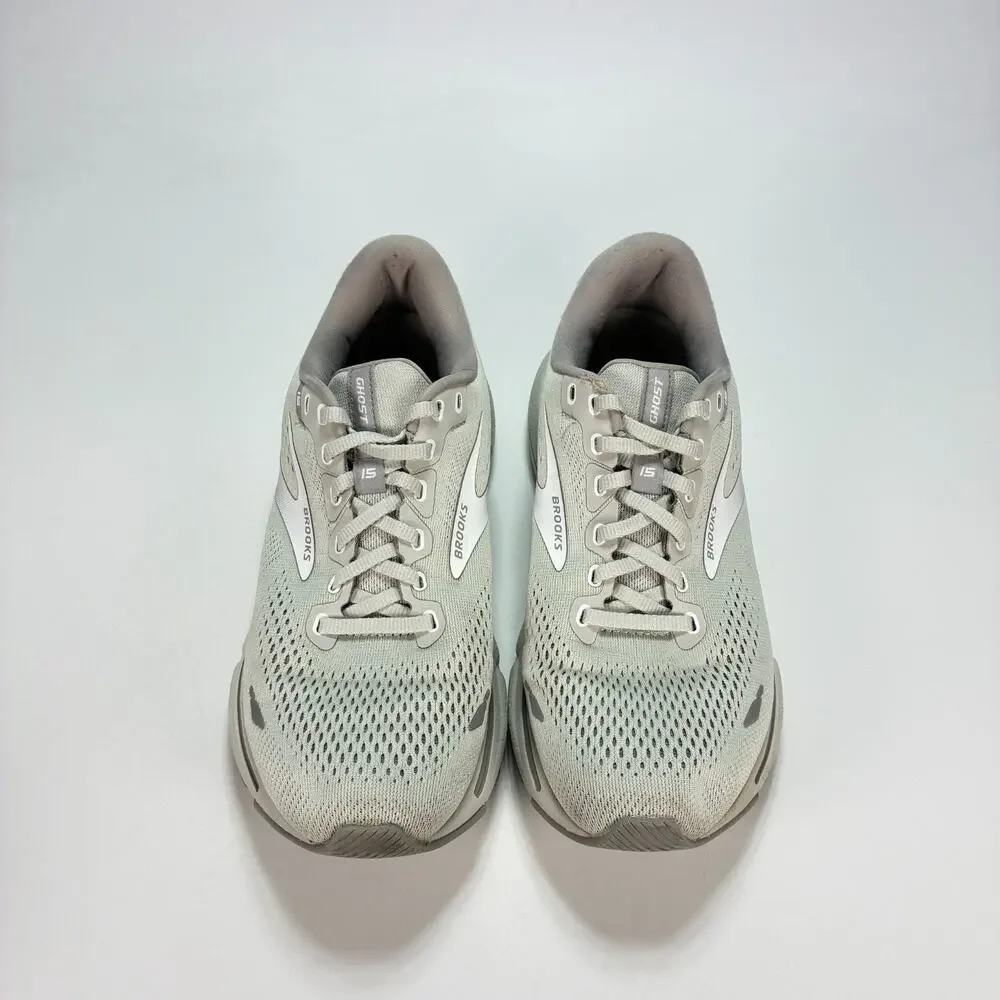Brooks Ghost 15 Oyster Alloy White Road Running Shoes 1203801B112 Women's Sz 9.5